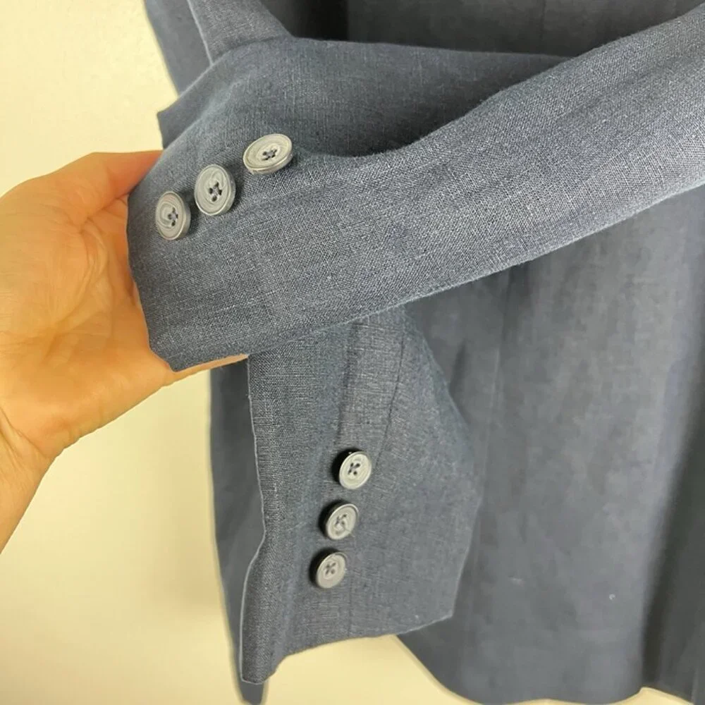 Eddie Bauer 100% Linen Navy Blue Blazer Men's Sz S‎ Preppy Wedding Business
